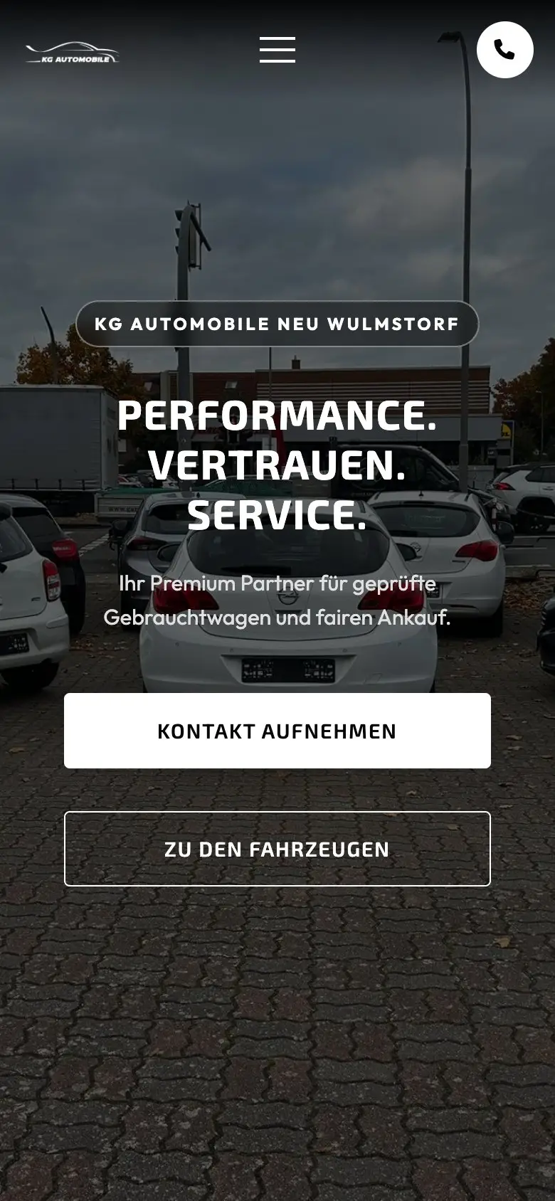 Dieselbe Startseite auf dem Handy